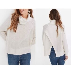 NEW Madewell Eastbrook Turtleneck Cross Back Sweater Cotton Merino Yarn Ivory